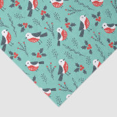 Weihnachts-Stechpalmen-Vogel-Teal-Muster-Geschenk Seidenpapier (Ausschnitt)