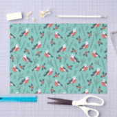 Weihnachts-Stechpalmen-Vogel-Teal-Muster-Geschenk Seidenpapier (Handwerk)