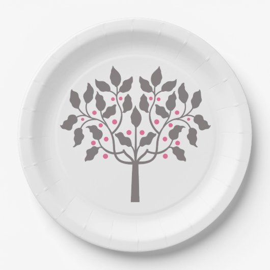 Weihnachts-Stechpalmenbeerbaum Pappteller (Vorderseite)