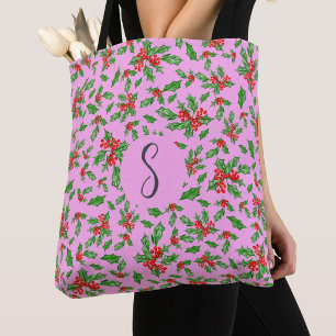 Weihnachts-Stechpalmenblätter mit individuellem Mo Tasche
