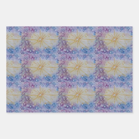 Weihnachts-Sterne-Grüße Geschenkpapier Set (Vorderseite)