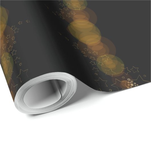 Weihnachts-Sterne-Muster Schwarz und Gold-Star-Lic Geschenkpapier (Rolleneckpunkt)
