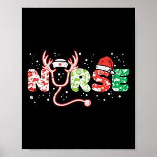 Weihnachts-Stethoscope Nurses Xmas Scrub Top Poster
