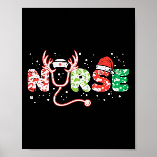 Weihnachts-Stethoscope Nurses Xmas Scrub Top Poster (Vorne)
