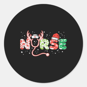 Weihnachts-Stethoscope Nurses Xmas Scrub Top Runder Aufkleber