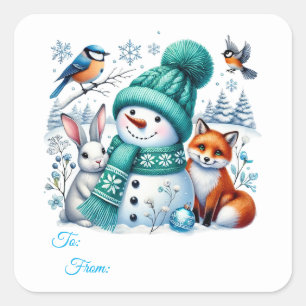 Weihnachts-Sticker-Geschenkanhänger Quadratischer Aufkleber