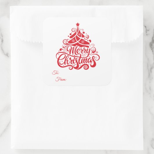 Weihnachts-Sticker-Geschenkanhänger Quadratischer Aufkleber (Tasche)