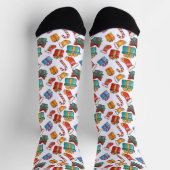 Weihnachts-Sticker-Sammlungsmuster-Crew-Socken Socken (Oben)