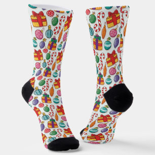 Weihnachts-Sticker-Sammlungsmuster-Crew-Socken Socken