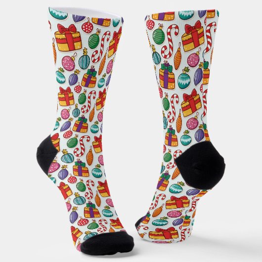 Weihnachts-Sticker-Sammlungsmuster-Crew-Socken Socken (Gewinkelt)
