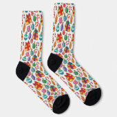 Weihnachts-Sticker-Sammlungsmuster-Crew-Socken Socken (Rechts)