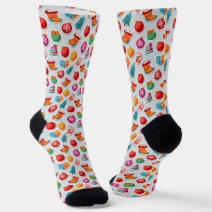 Weihnachts-Sticker-Sammlungsmuster-Crew-Socken Socken