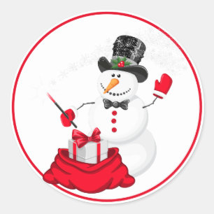 Weihnachts-Stickers-Snowman Runder Aufkleber
