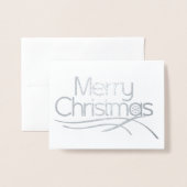 Weihnachts-Stilschrift Snowflake Foto Silber Folienkarte (Vorderseite mit Umschlag)