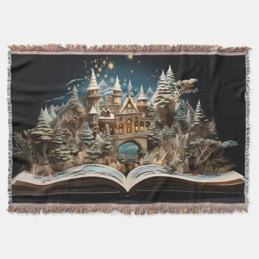 Weihnachts-Storybook Burg Pop-Up-Kneipe Blanket Decke (Vorderseite)