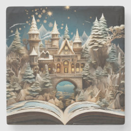 Weihnachts-Storybook Burg Pop-Up Stone-Untersetzer Steinuntersetzer