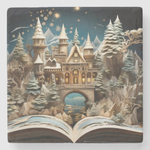 Weihnachts-Storybook Burg Pop-Up Stone-Untersetzer Steinuntersetzer