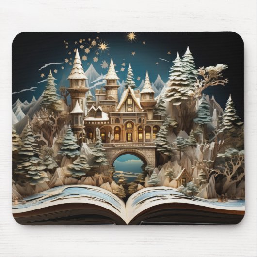 Weihnachts-Storybook Burg Pop-Up Wunderland Mousepad (Vorne)