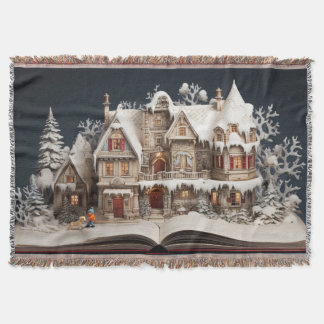 Weihnachts Storybook Manor mit Kind & Hund Decke