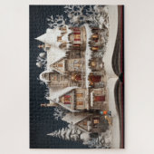 Weihnachts Storybook Manor mit Kind & Hund Puzzle (Vertikal)