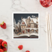 Weihnachts Storybook Manor mit Kind & Hund Serviette (Beispiel)