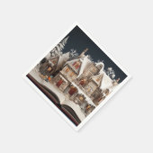 Weihnachts Storybook Manor mit Kind & Hund Serviette (Ecke)