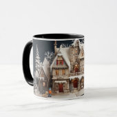 Weihnachts Storybook Manor mit Kind & Hund Tasse (Vorderseite Links)
