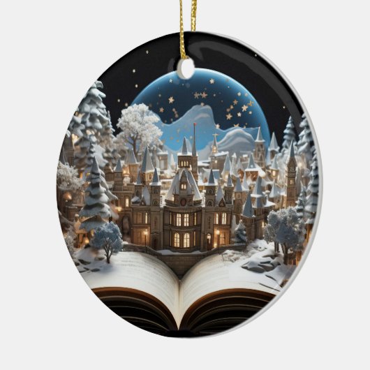 Weihnachts-Storybook Snow-Globe Village Keramik Ornament (Links)