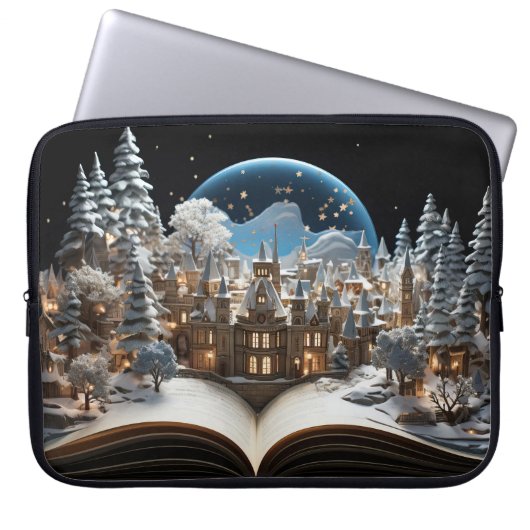 Weihnachts-Storybook Snow-Globe Village Laptopschutzhülle (Vorderseite)