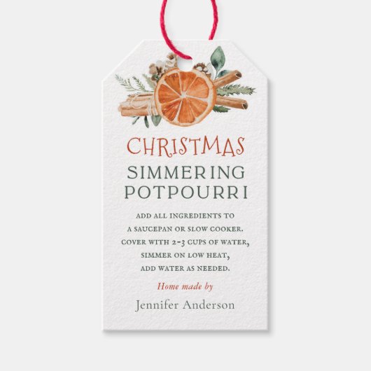 Weihnachts-Stovetop Simmering Potpourri Geschenkta Geschenkanhänger (Vorderseite)