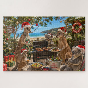 Weihnachts-Strand-Grillfest mit Kängurus und Koala Puzzle