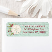 Weihnachts-Strandadresse-Label an der Küste (Insitu)