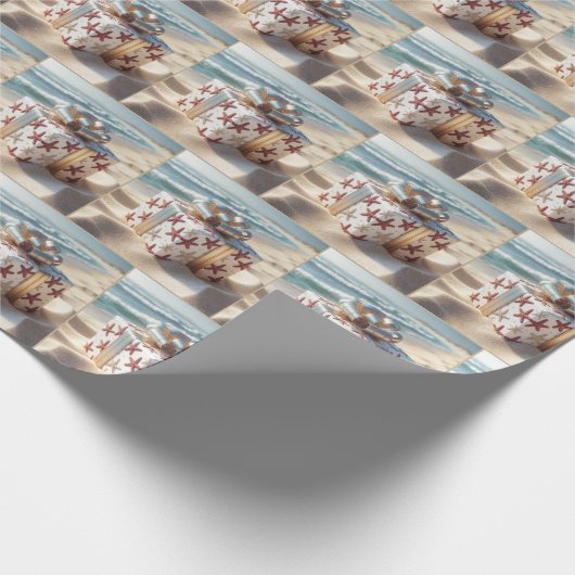 Weihnachts-Strandgeschenk mit Starfish Geschenkpapier (Ecke)