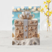 Weihnachts-Strandgeschenk mit Starfish Karte (Gelbe Blume)