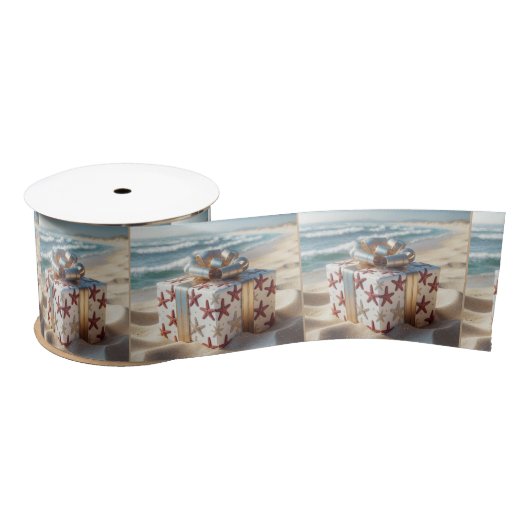 Weihnachts-Strandgeschenk mit Starfish Satinband (Spule)