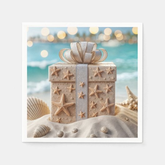 Weihnachts-Strandgeschenk mit Starfish Serviette (Vorderseite)