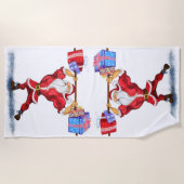 Weihnachts Strandhandtuch Bodybuilder Santa mit Ge (Vorderseite)
