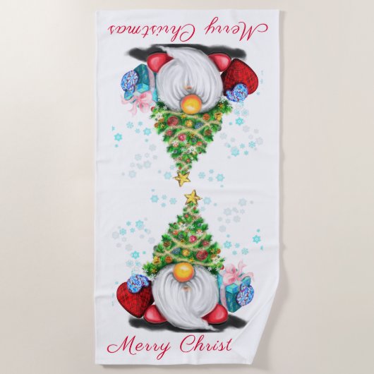 Weihnachts-Strandtuch-Gnome mit Geschenk Strandtuch (Vorderseite)