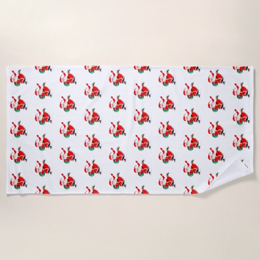 Weihnachts Strandtuch Santa mit Geschenk (Vorderseite)