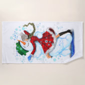 Weihnachts-Strandtuch Schneemann und Girl Dancing Strandtuch (Vorderseite)