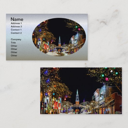 Weihnachts-Street-Kirche und Schnee Visitenkarte (Vorne/Hinten)