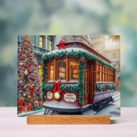 Weihnachts-Streetcar im Schnee Acrylschild (Neutral)