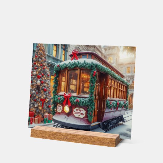 Weihnachts-Streetcar im Schnee Acrylschild (Winkel)
