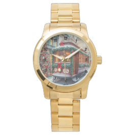 Weihnachts-Streetcar im Schnee Armbanduhr