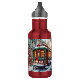 Weihnachts-Streetcar im Schnee Edelstahlflasche
