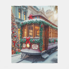 Weihnachts-Streetcar im Schnee Fleecedecke
