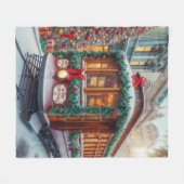 Weihnachts-Streetcar im Schnee Fleecedecke (Vorderseite (Horizontal))