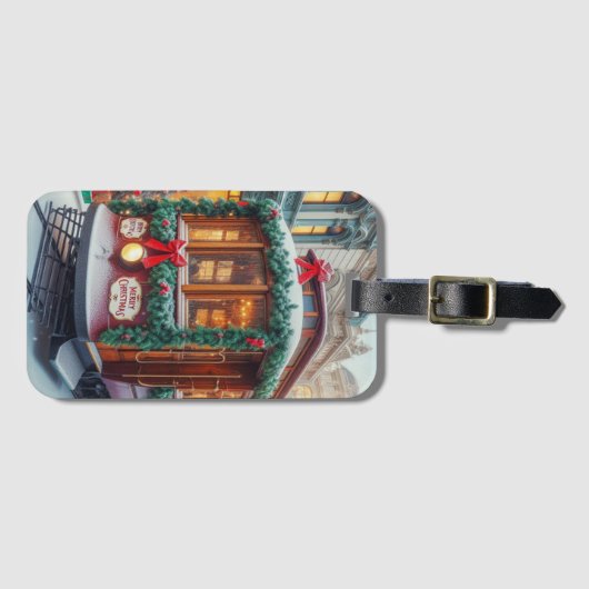 Weihnachts-Streetcar im Schnee Gepäckanhänger (Vorderseite (Horizontal))