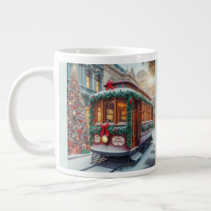 Weihnachts-Streetcar im Schnee Jumbo-Tasse
