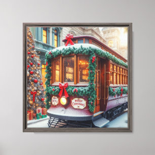 Weihnachts-Streetcar im Schnee Leinwanddruck